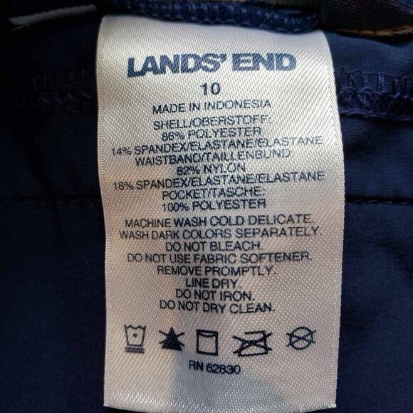 Lands End Swim Shorts Women's Size 10 Solid Navy Blue Pull On Stretch - Picture 8 of 9